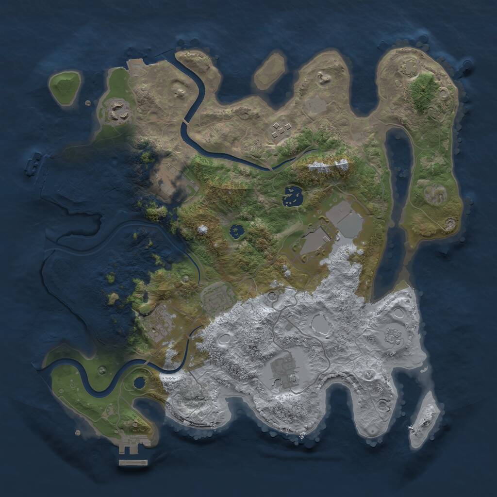 Rust Map: Procedural Map, Size: 3500, Seed: 303187438, 14 Monuments