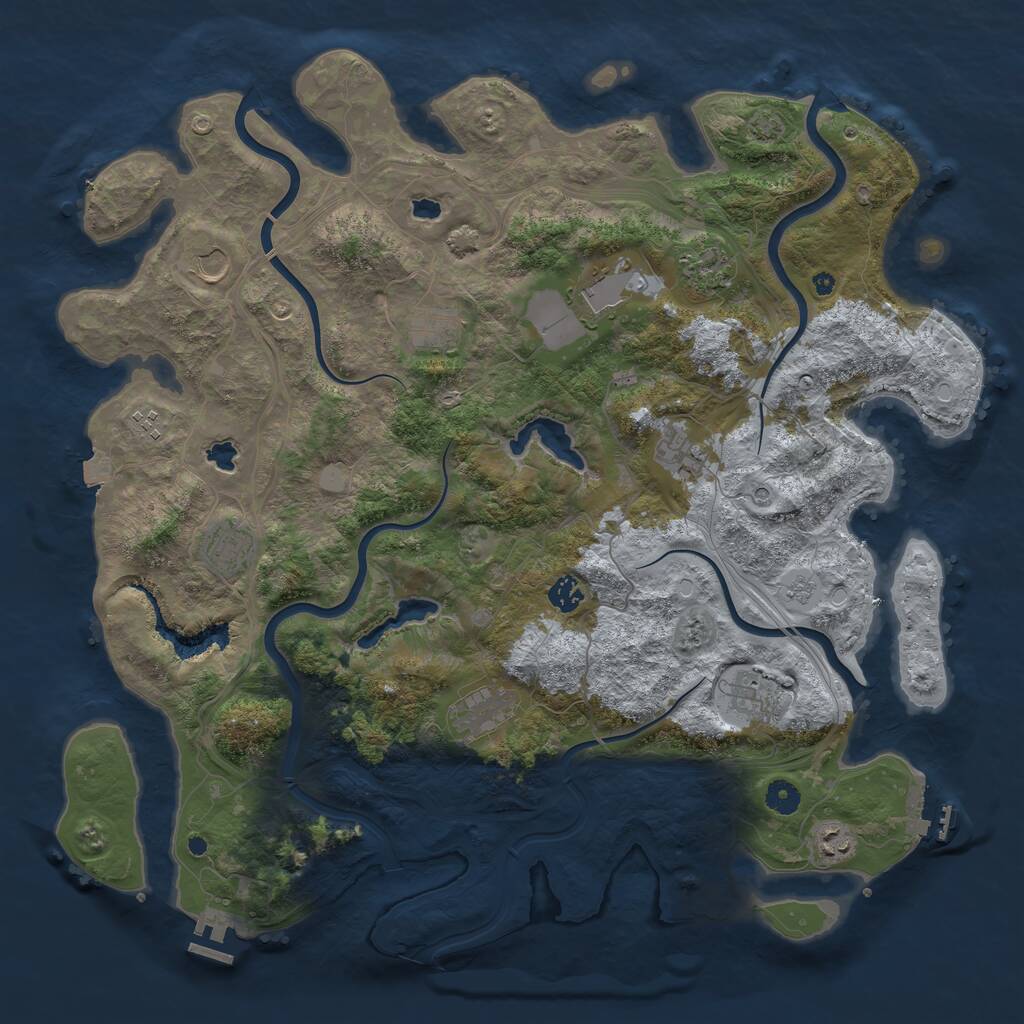 Rust Map: Procedural Map, Size: 4500, Seed: 2134169951, 17 Monuments