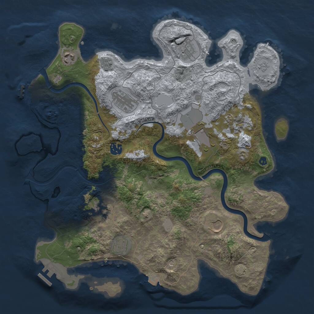 Rust Map: Procedural Map, Size: 3750, Seed: 199853287, 16 Monuments