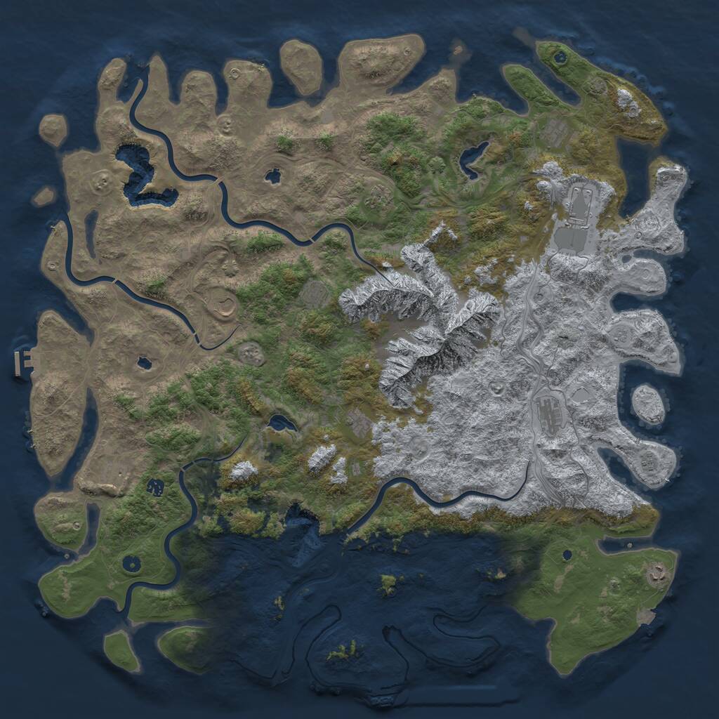 Rust Map: Procedural Map, Size: 6000, Seed: 427180254, 17 Monuments
