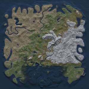 Thumbnail Rust Map: Procedural Map, Size: 6000, Seed: 427180254, 17 Monuments