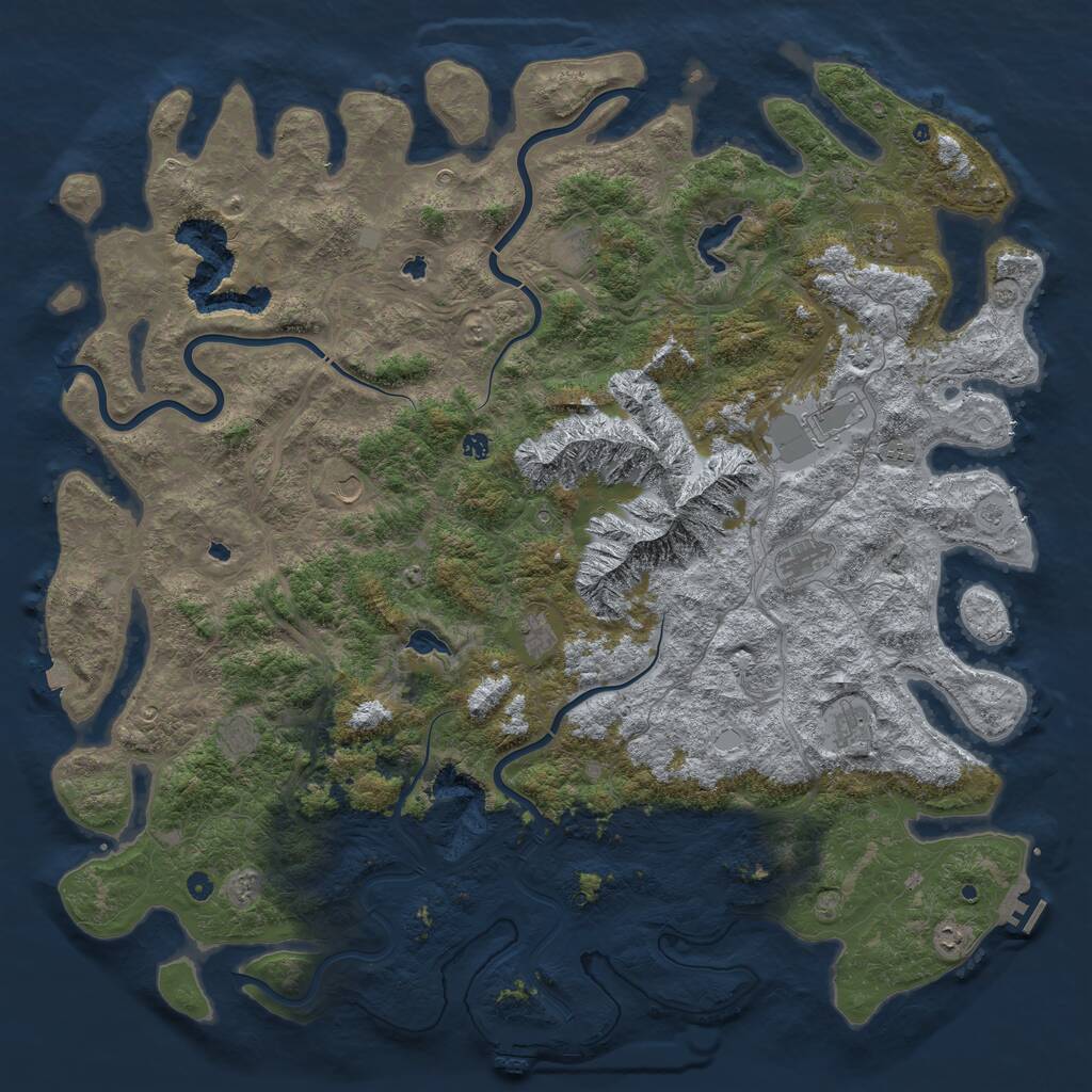 Rust Map: Procedural Map, Size: 6000, Seed: 427180254, 17 Monuments