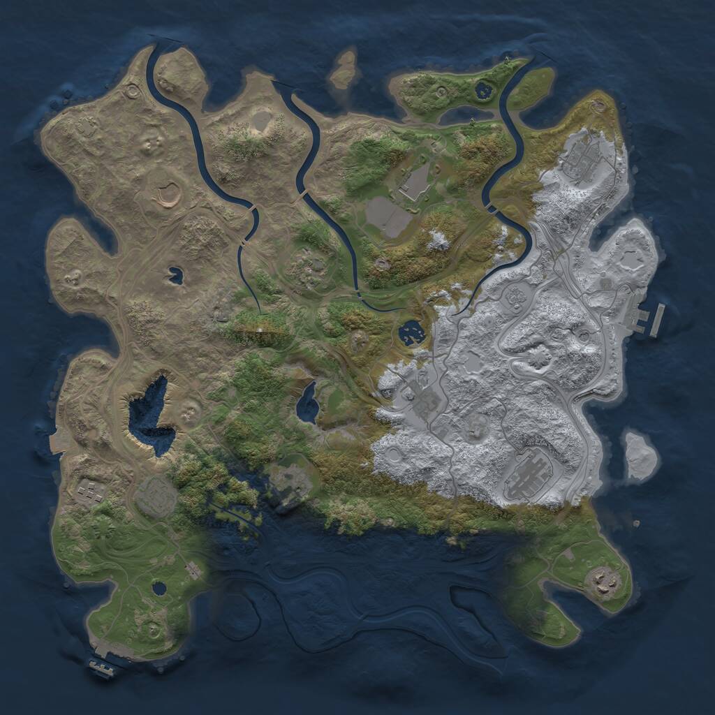 Rust Map: Procedural Map, Size: 4250, Seed: 1260713896, 17 Monuments