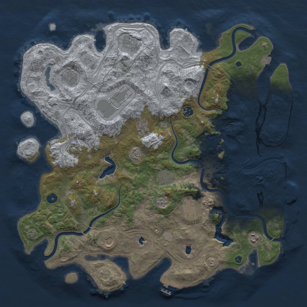 Rust Map: Procedural Map, Size: 4500, Seed: 275301993, 17 Monuments
