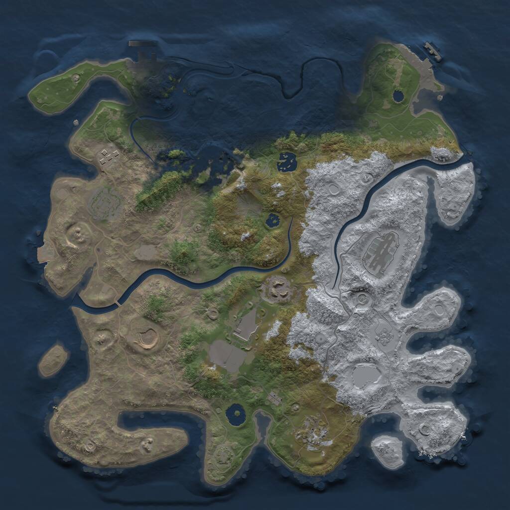 Rust Map: Procedural Map, Size: 3700, Seed: 1066114842, 15 Monuments
