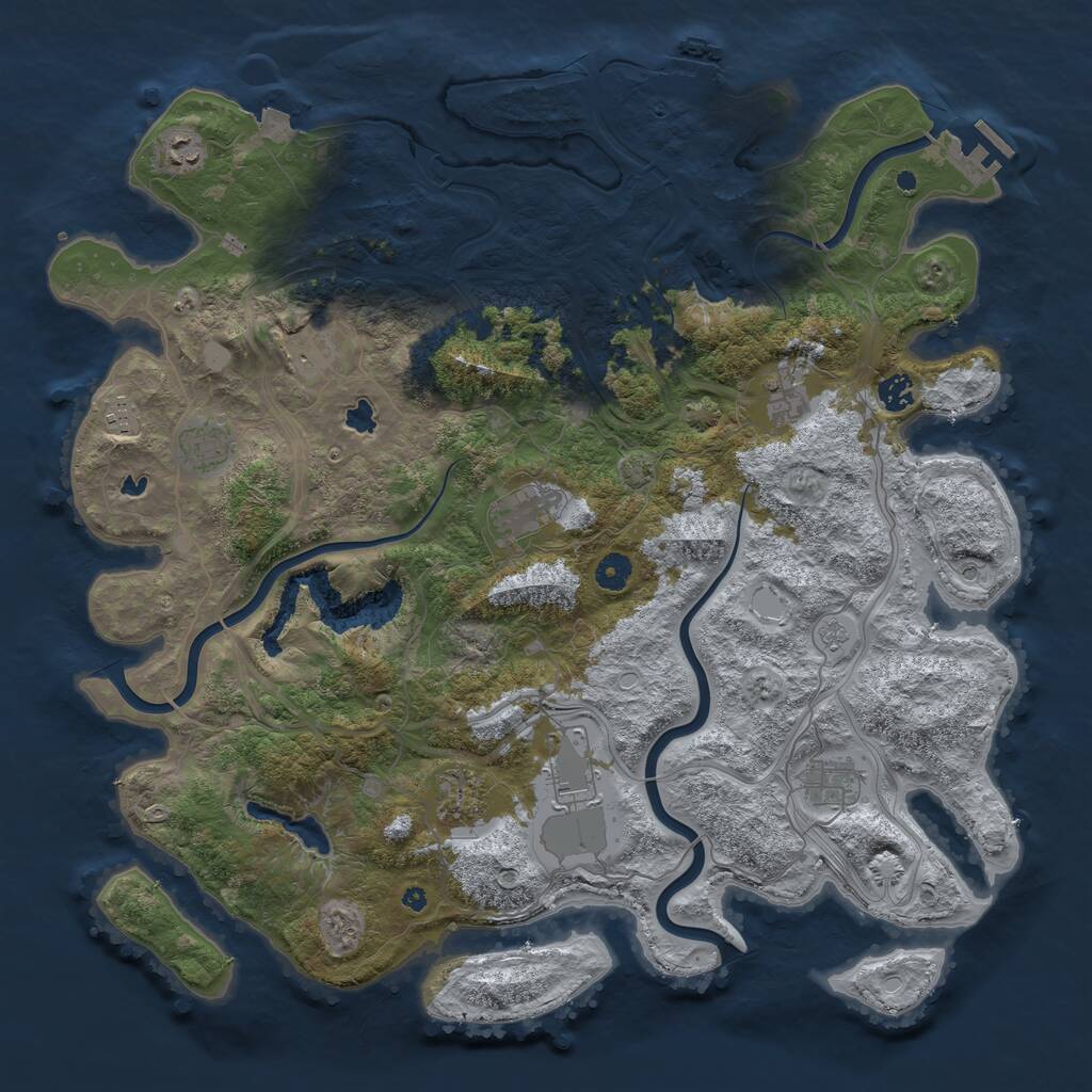 Rust Map: Procedural Map, Size: 4500, Seed: 1234213, 16 Monuments