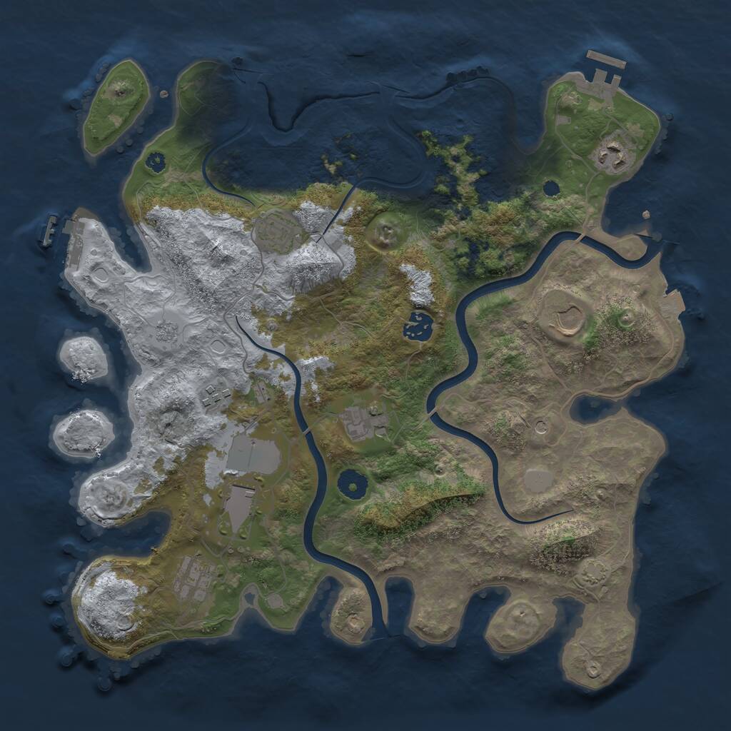 Rust Map: Procedural Map, Size: 3700, Seed: 181888905, 14 Monuments