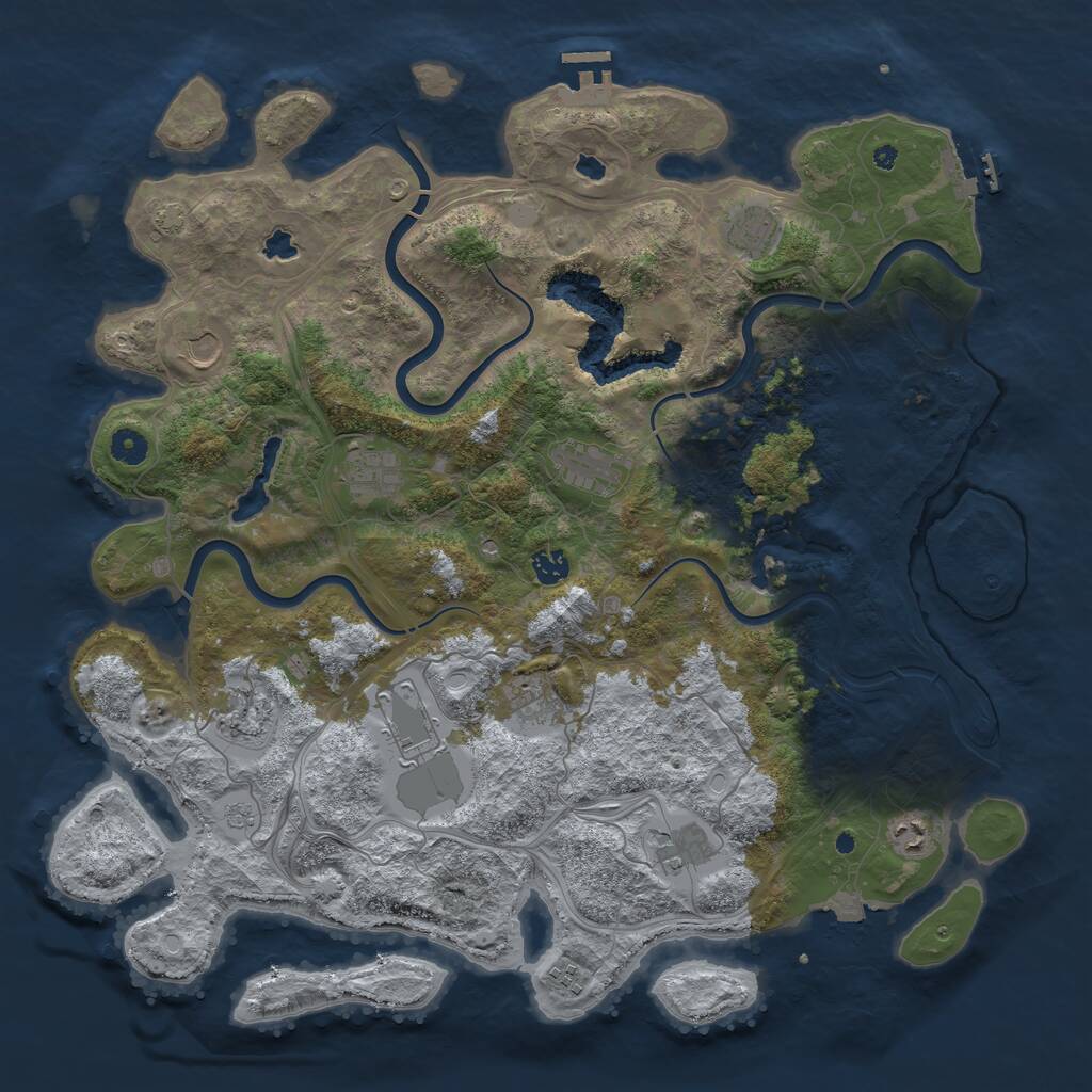 Rust Map: Procedural Map, Size: 4500, Seed: 1370052062, 17 Monuments