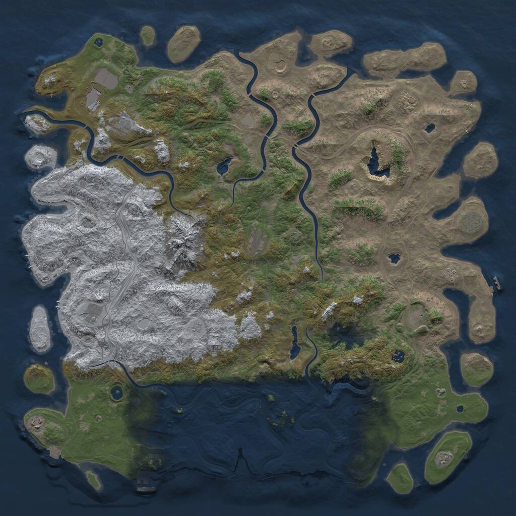 Rust Map: Procedural Map, Size: 6000, Seed: 85324, 17 Monuments