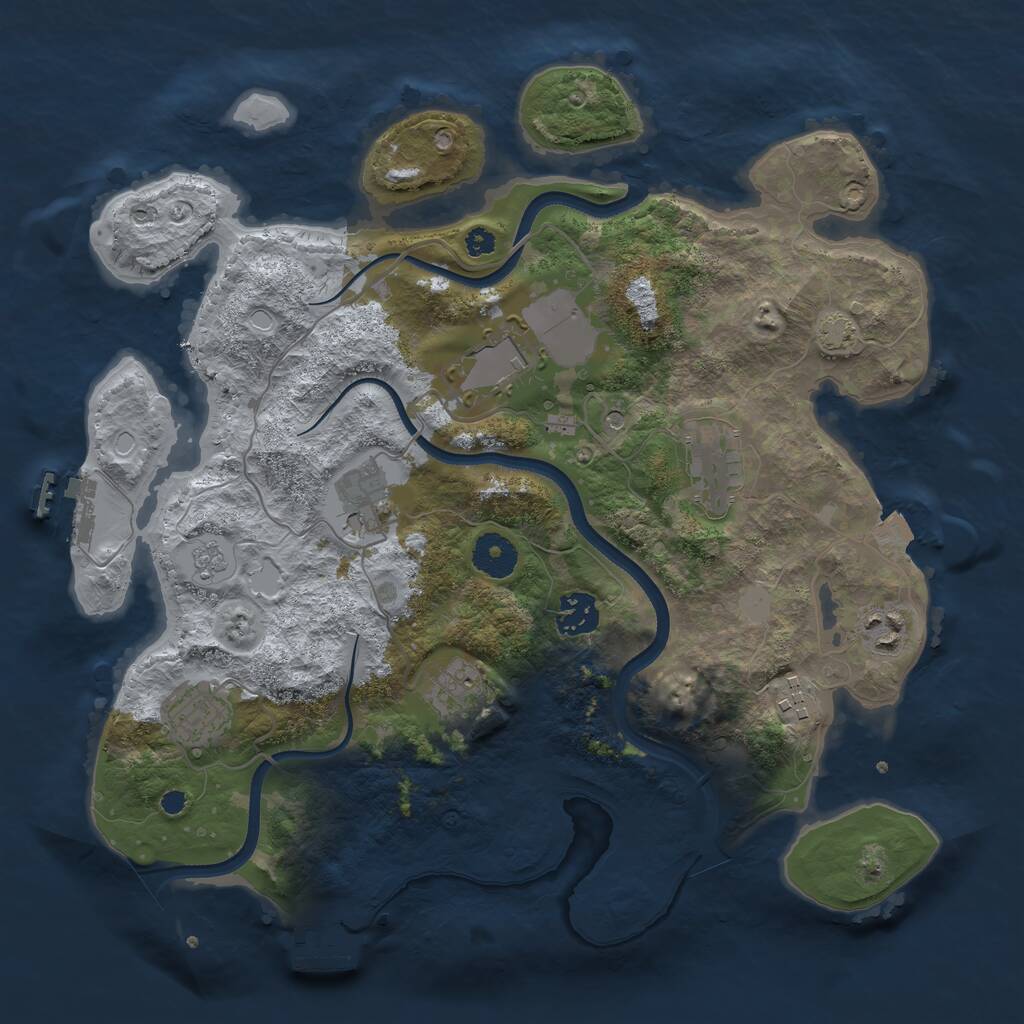 Rust Map: Procedural Map, Size: 3500, Seed: 4997070, 14 Monuments