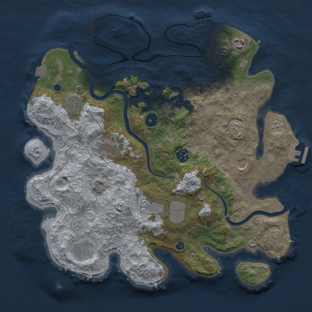 Rust Map: Procedural Map, Size: 3700, Seed: 1876648402, 15 Monuments