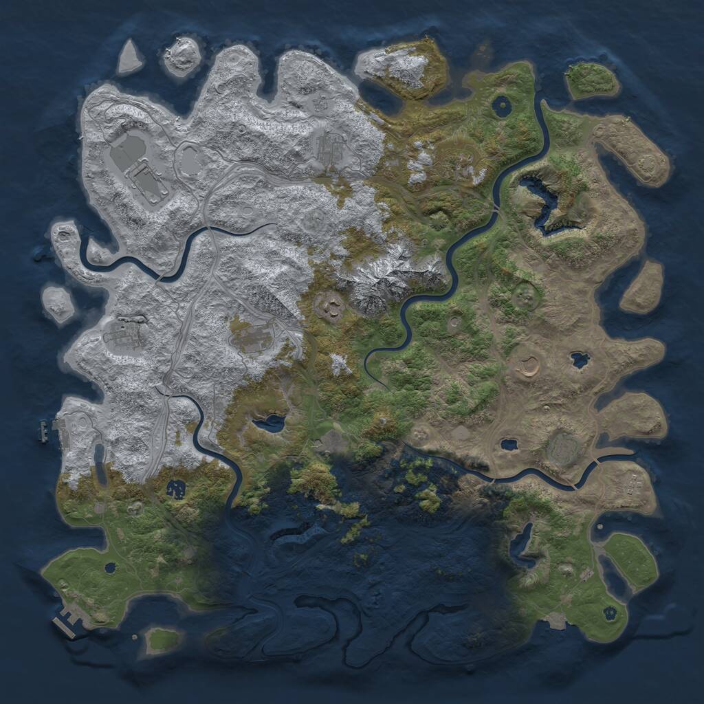 Rust Map: Procedural Map, Size: 5250, Seed: 667161627, 17 Monuments
