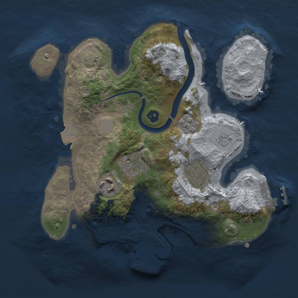 Rust Map: Procedural Map, Size: 2500, Seed: 356927352, 10 Monuments