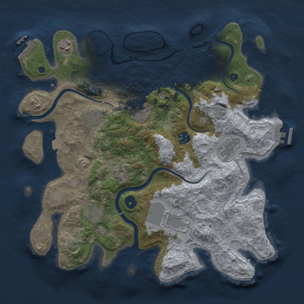 Rust Map: Procedural Map, Size: 3700, Seed: 442088885, 14 Monuments