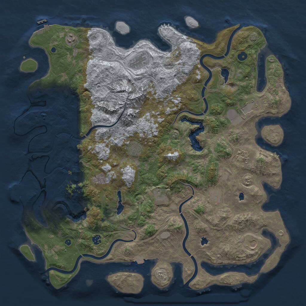 Rust Map: Procedural Map, Size: 5000, Seed: 1334456, 17 Monuments
