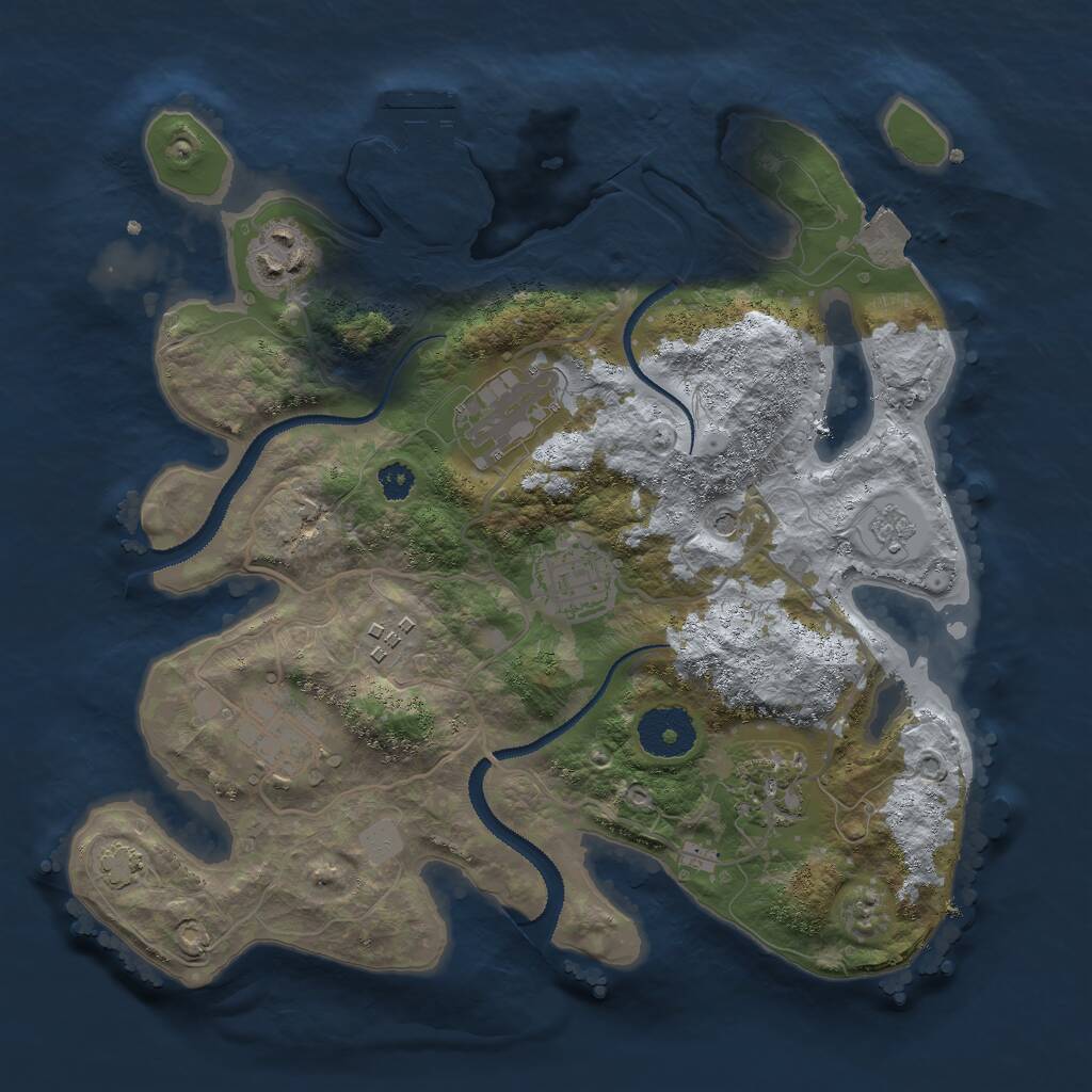 Rust Map: Procedural Map, Size: 3000, Seed: 907847871, 11 Monuments