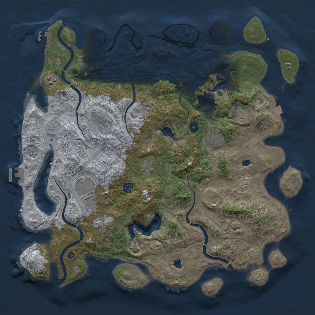 Rust Map: Procedural Map, Size: 4500, Seed: 827240611, 16 Monuments