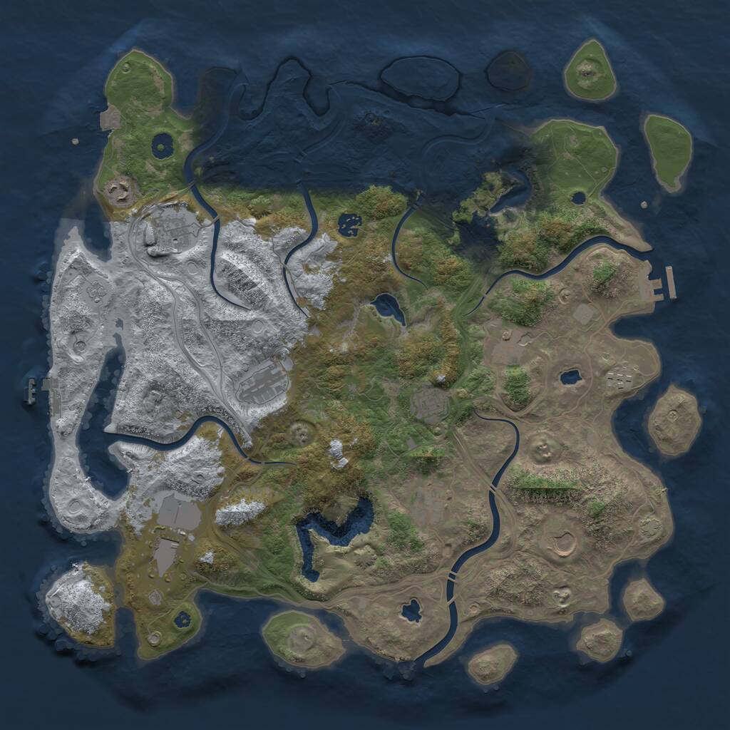 Rust Map: Procedural Map, Size: 4500, Seed: 827240611, 16 Monuments