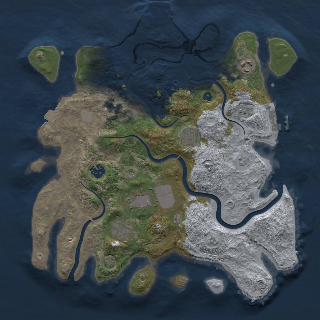 Rust Map: Procedural Map, Size: 3500, Seed: 467701258, 12 Monuments