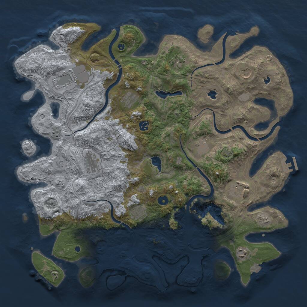 Rust Map: Procedural Map, Size: 4500, Seed: 189482761, 16 Monuments