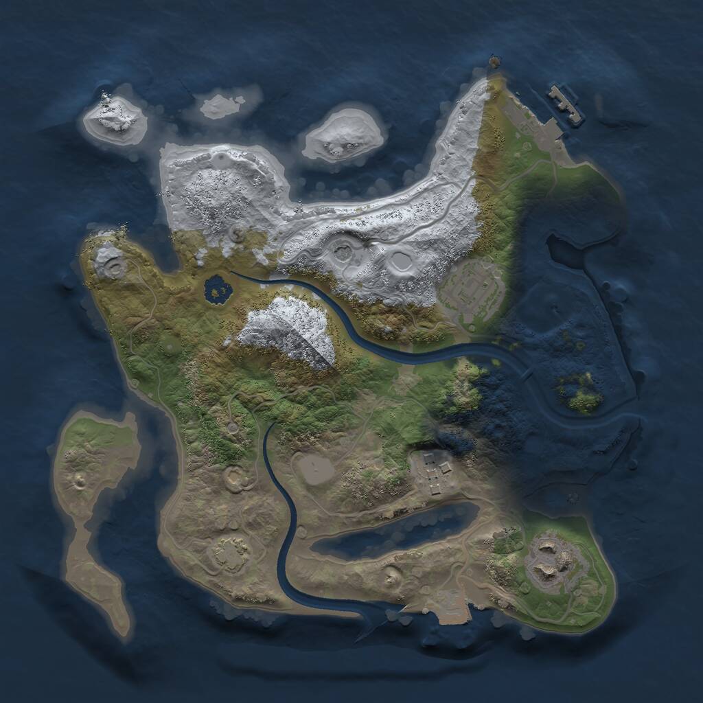 Rust Map: Procedural Map, Size: 2500, Seed: 86437, 7 Monuments