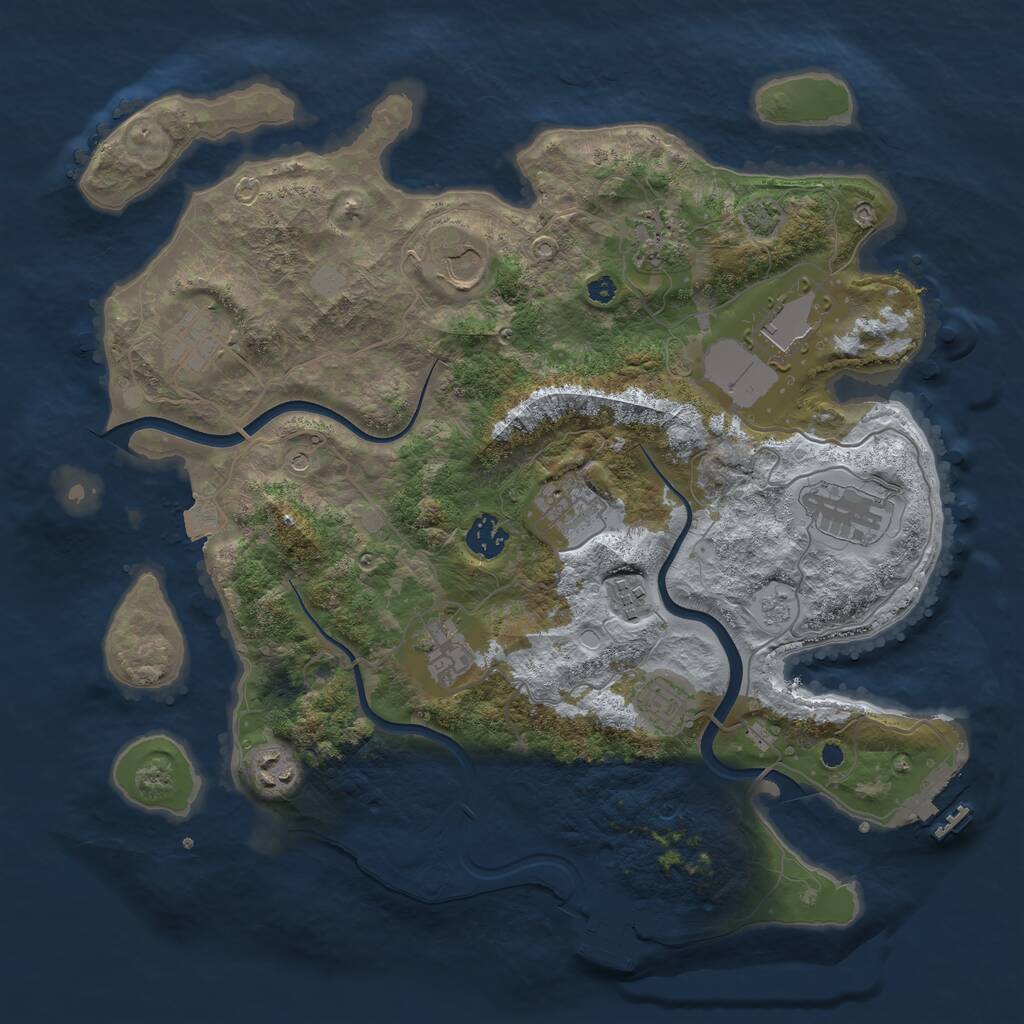 Rust Map: Procedural Map, Size: 3750, Seed: 596293950, 17 Monuments