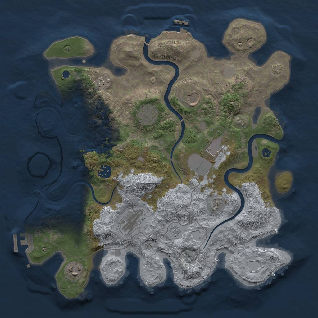 Rust Map: Procedural Map, Size: 3500, Seed: 2031135516, 13 Monuments