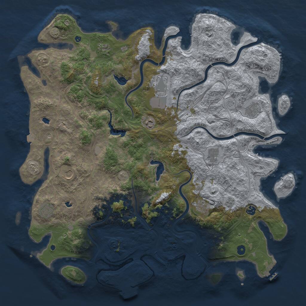 Rust Map: Procedural Map, Size: 4939, Seed: 3937495, 16 Monuments