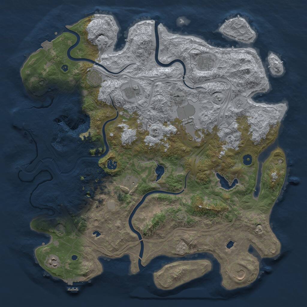 Rust Map: Procedural Map, Size: 4500, Seed: 2143310567, 16 Monuments