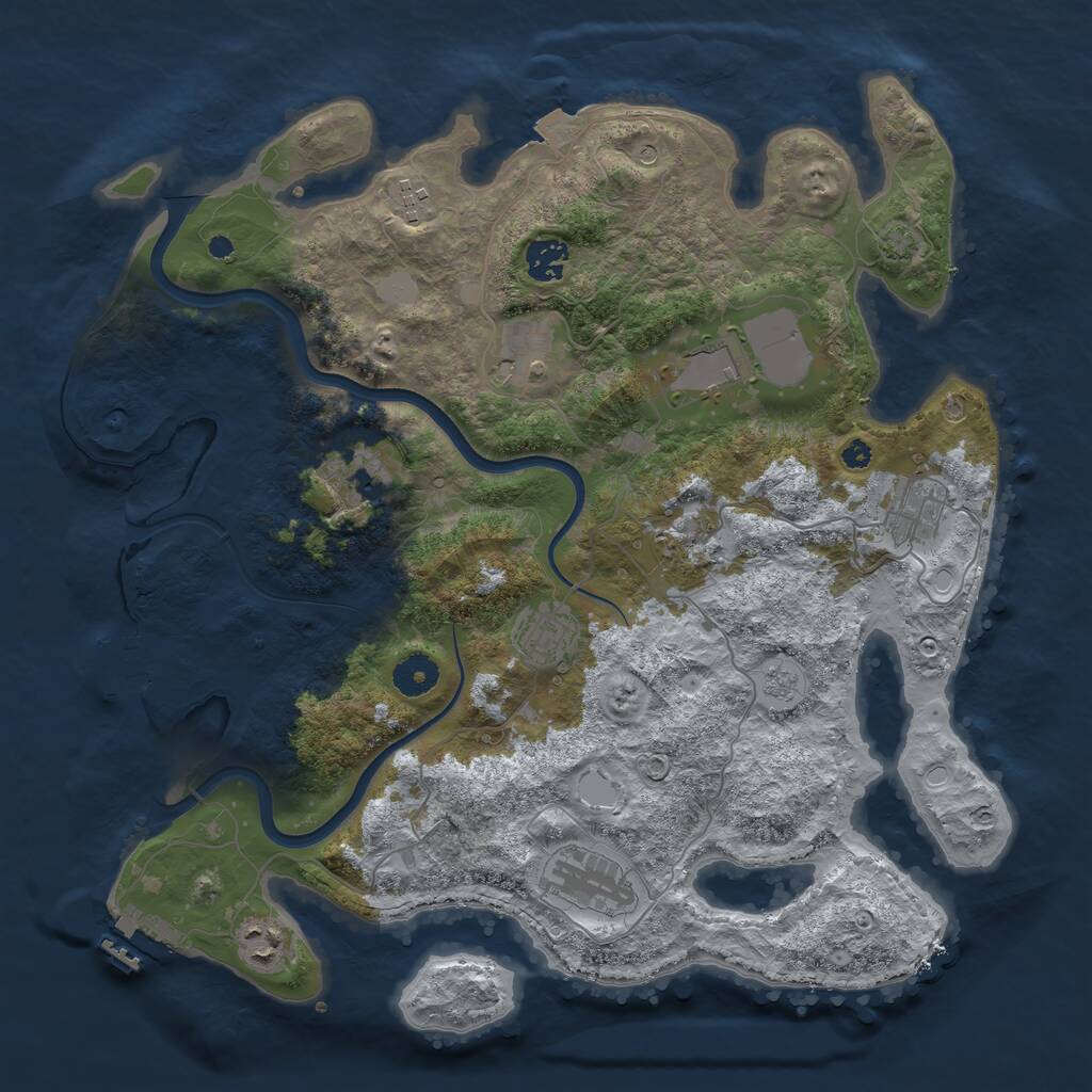 Rust Map: Procedural Map, Size: 3800, Seed: 188313221, 16 Monuments