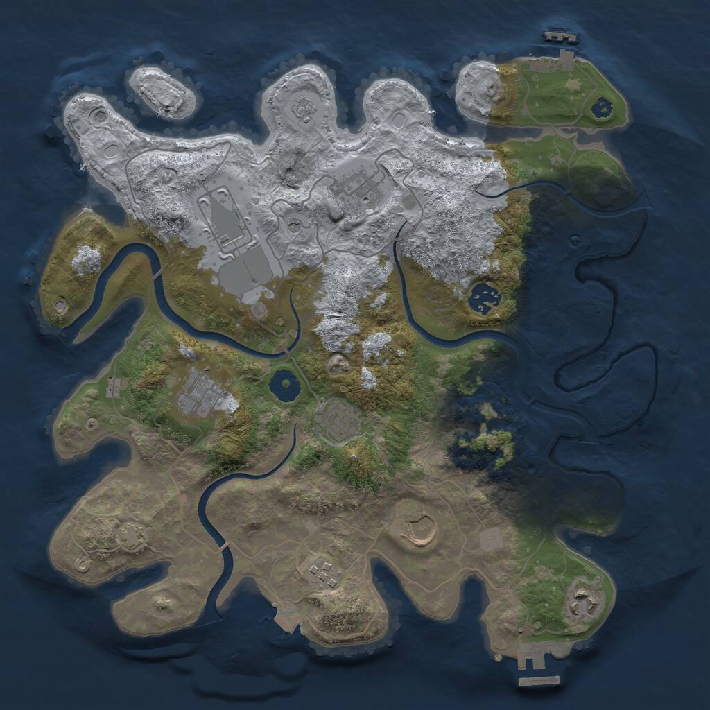 Rust Map: Procedural Map, Size: 3500, Seed: 122473, 14 Monuments