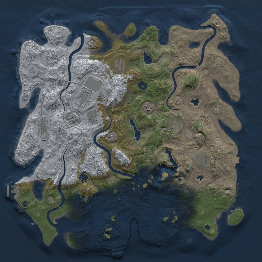 Rust Map: Procedural Map, Size: 4500, Seed: 490113577, 16 Monuments