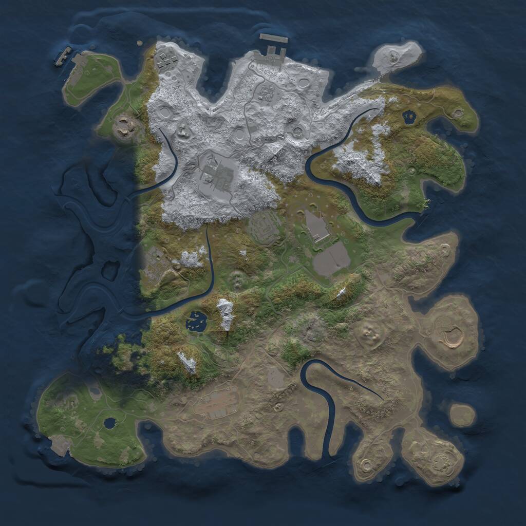 Rust Map: Procedural Map, Size: 3750, Seed: 1466939615, 15 Monuments