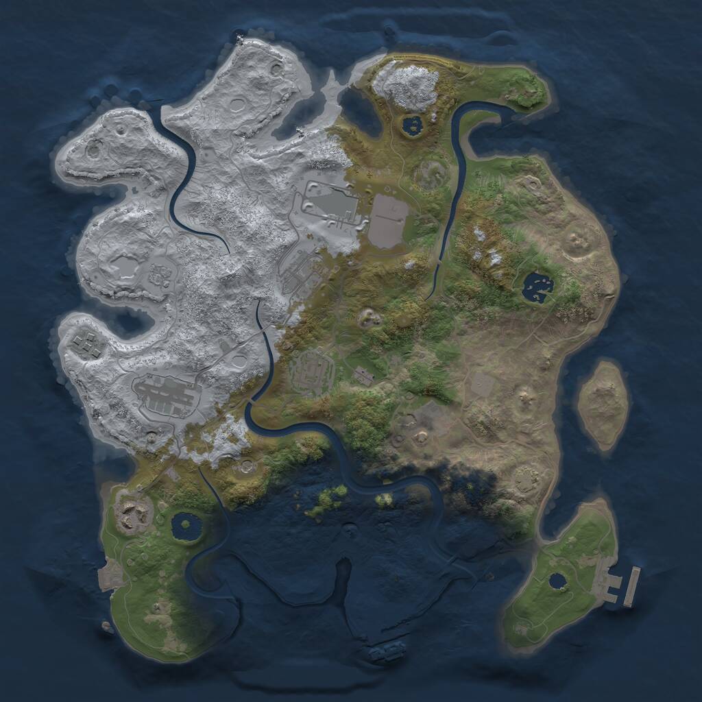 Rust Map: Procedural Map, Size: 3500, Seed: 2037099853, 14 Monuments