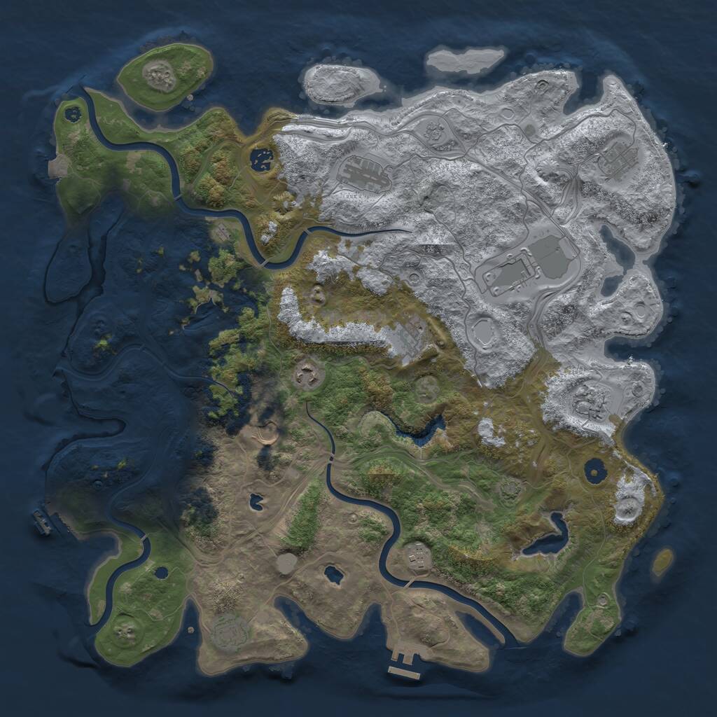 Rust Map: Procedural Map, Size: 4500, Seed: 269005882, 16 Monuments