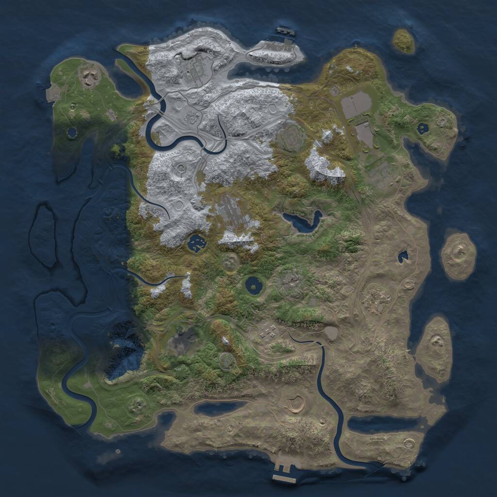Rust Map: Procedural Map, Size: 4300, Seed: 1246881692, 17 Monuments