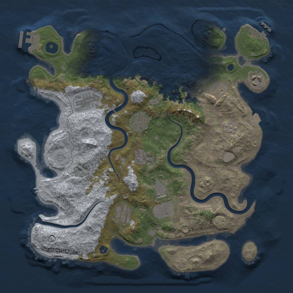 Rust Map: Procedural Map, Size: 3600, Seed: 679570, 14 Monuments