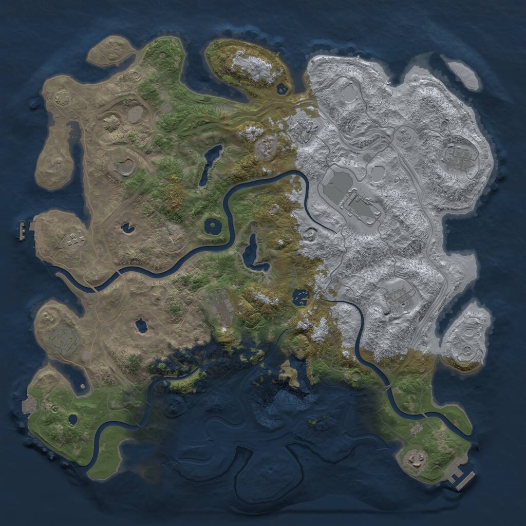 Rust Map: Procedural Map, Size: 4500, Seed: 1032109681, 16 Monuments
