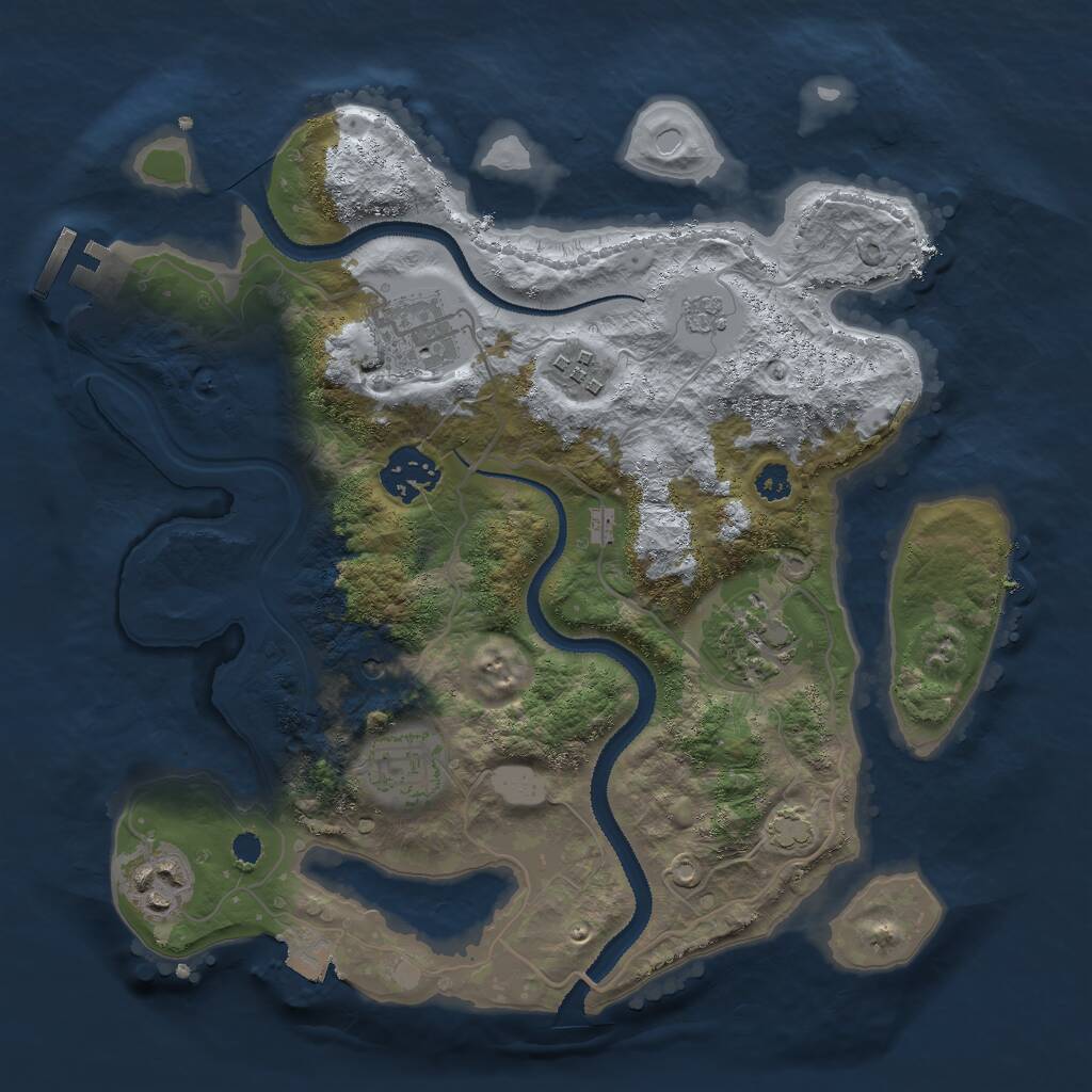 Rust Map: Procedural Map, Size: 3000, Seed: 1368626146, 11 Monuments
