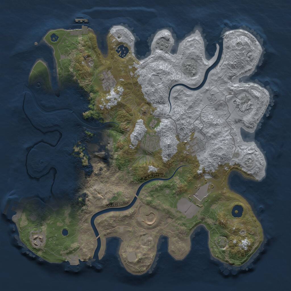 Rust Map: Procedural Map, Size: 3600, Seed: 373839, 16 Monuments