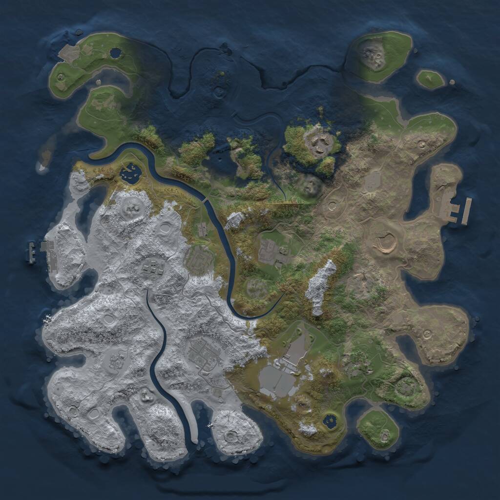 Rust Map: Procedural Map, Size: 3700, Seed: 1935233747, 16 Monuments