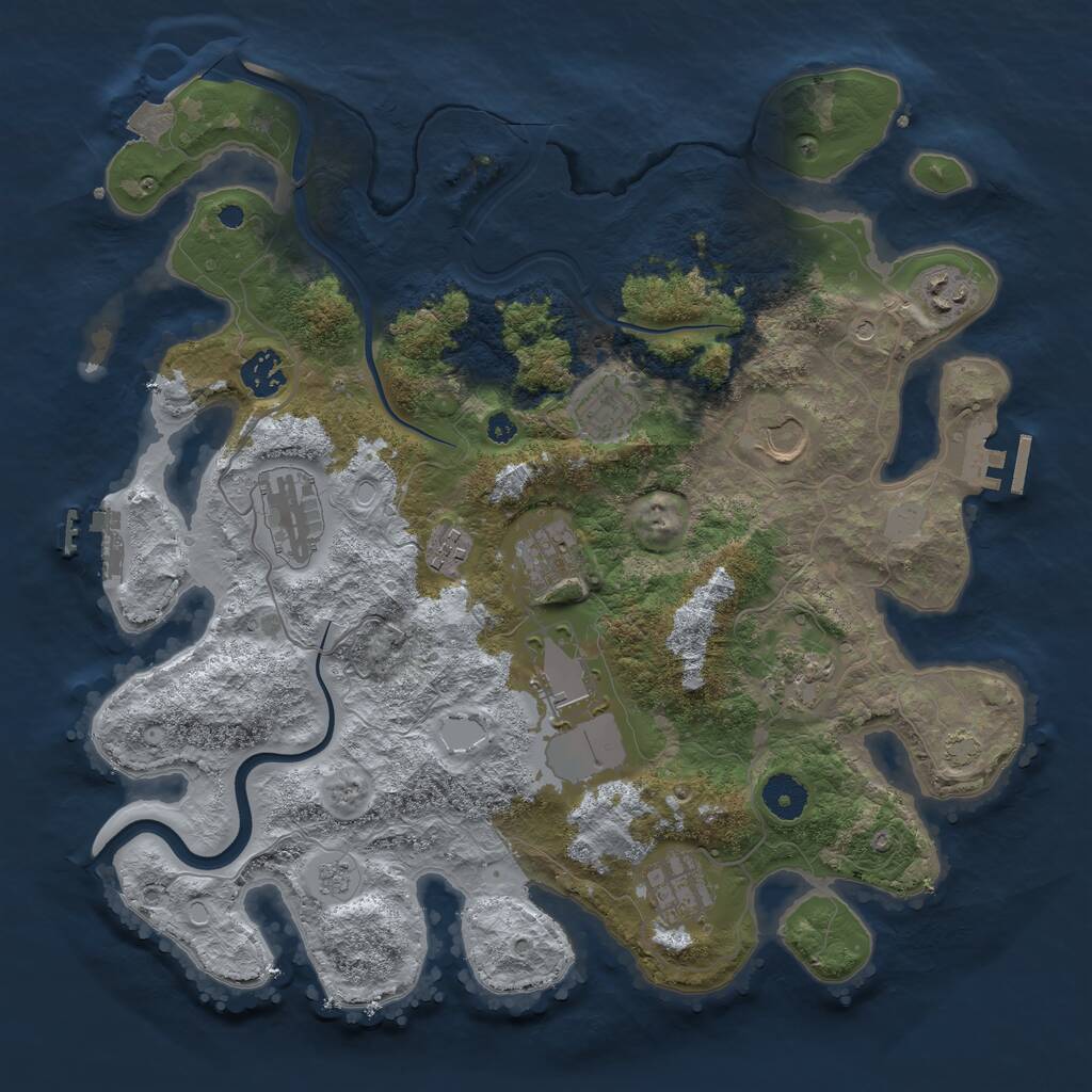 Rust Map: Procedural Map, Size: 3700, Seed: 1935233747, 16 Monuments