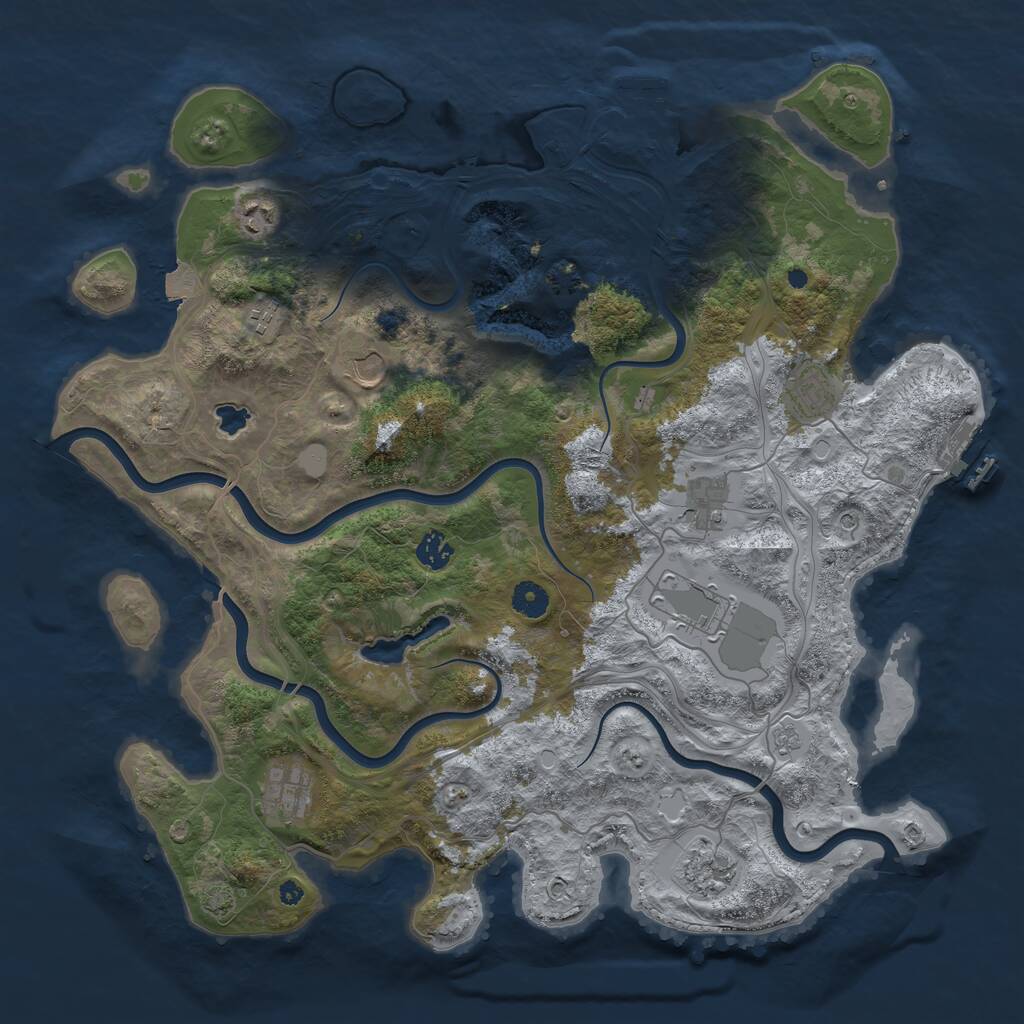 Rust Map: Procedural Map, Size: 4250, Seed: 1130536429, 15 Monuments
