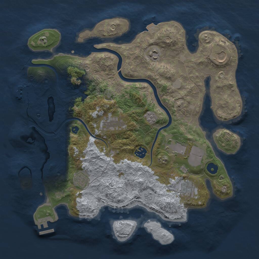 Rust Map: Procedural Map, Size: 3500, Seed: 515686960, 14 Monuments