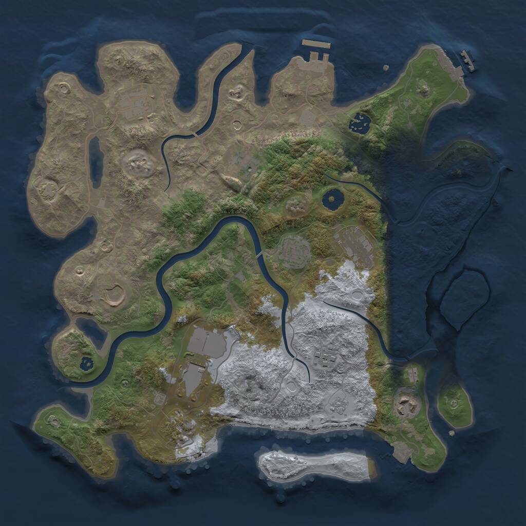 Rust Map: Procedural Map, Size: 3750, Seed: 403522223, 16 Monuments