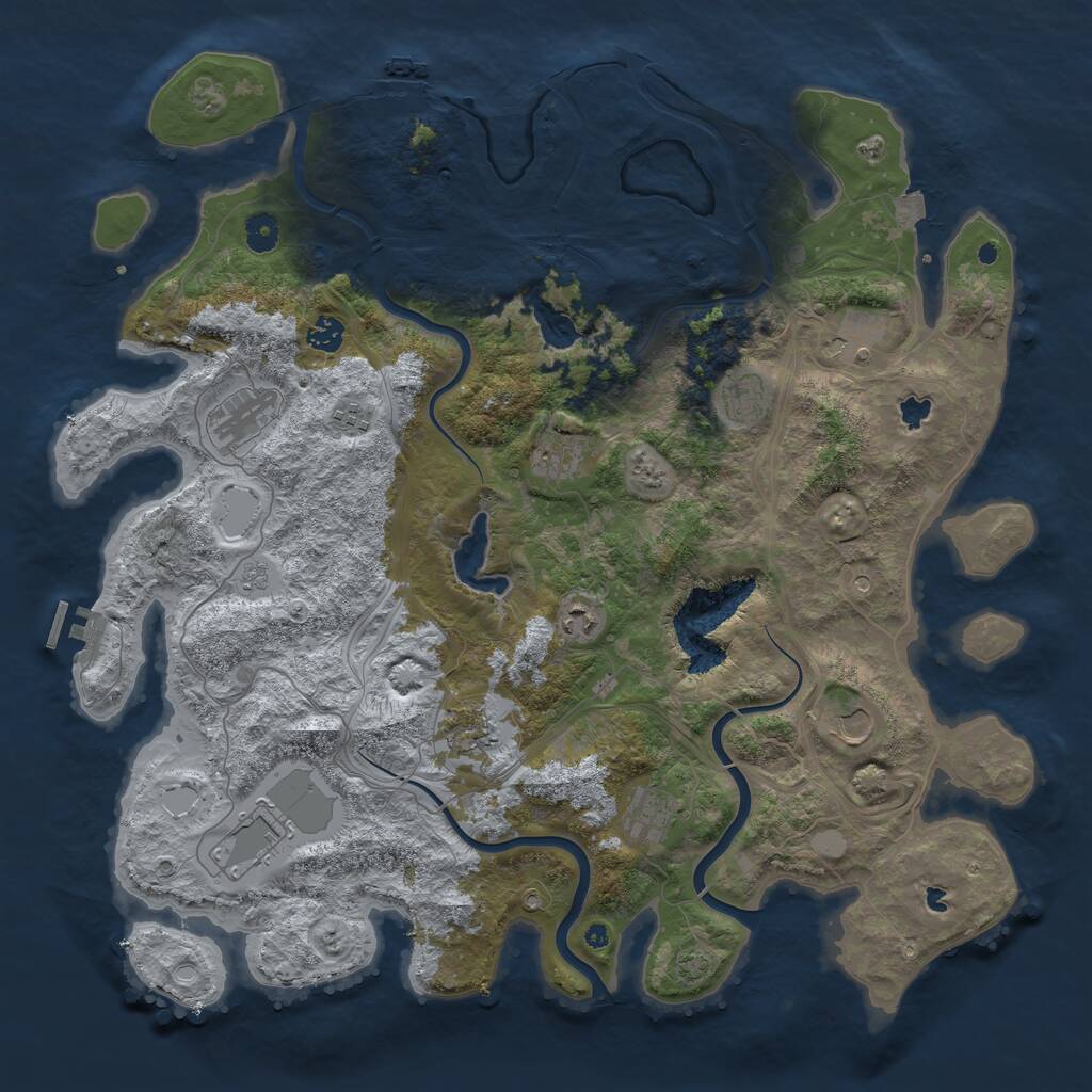 Rust Map: Procedural Map, Size: 4500, Seed: 833295736, 17 Monuments