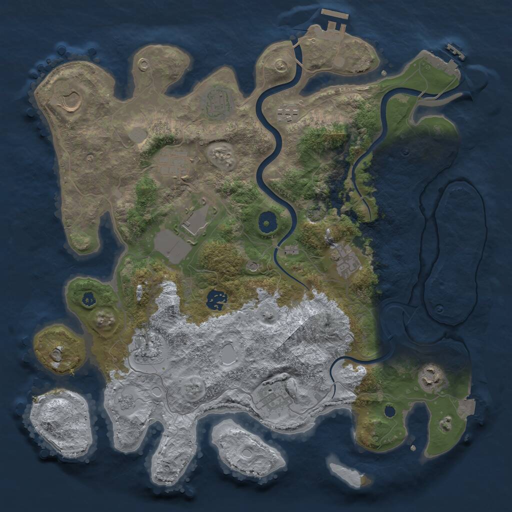 Rust Map: Procedural Map, Size: 3750, Seed: 444808360, 16 Monuments