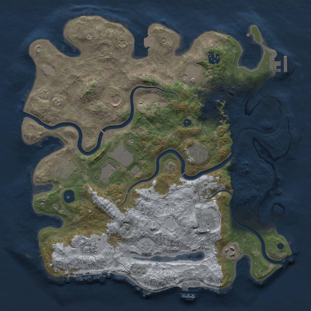 Rust Map: Procedural Map, Size: 3800, Seed: 15646, 16 Monuments