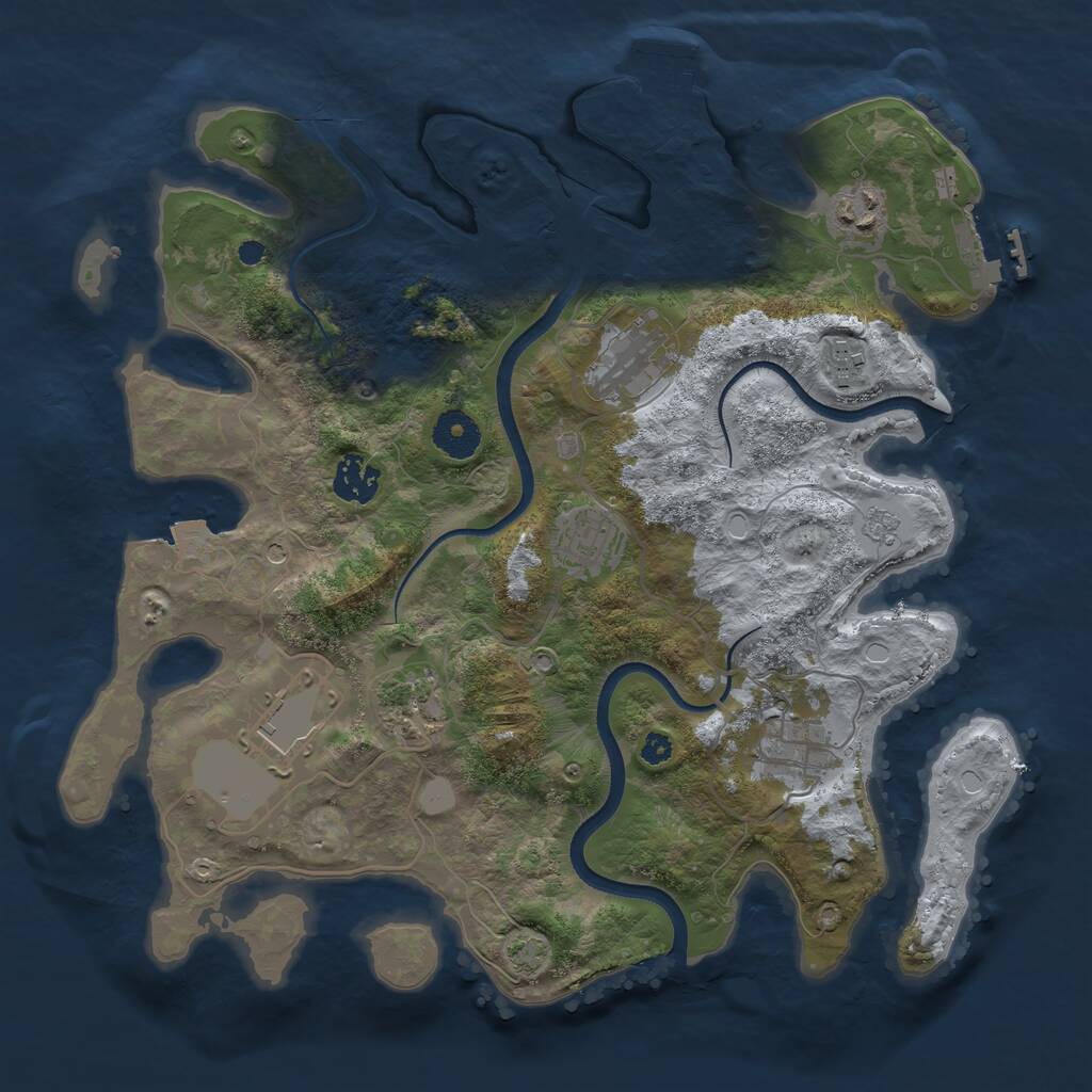Rust Map: Procedural Map, Size: 3500, Seed: 449424347, 14 Monuments