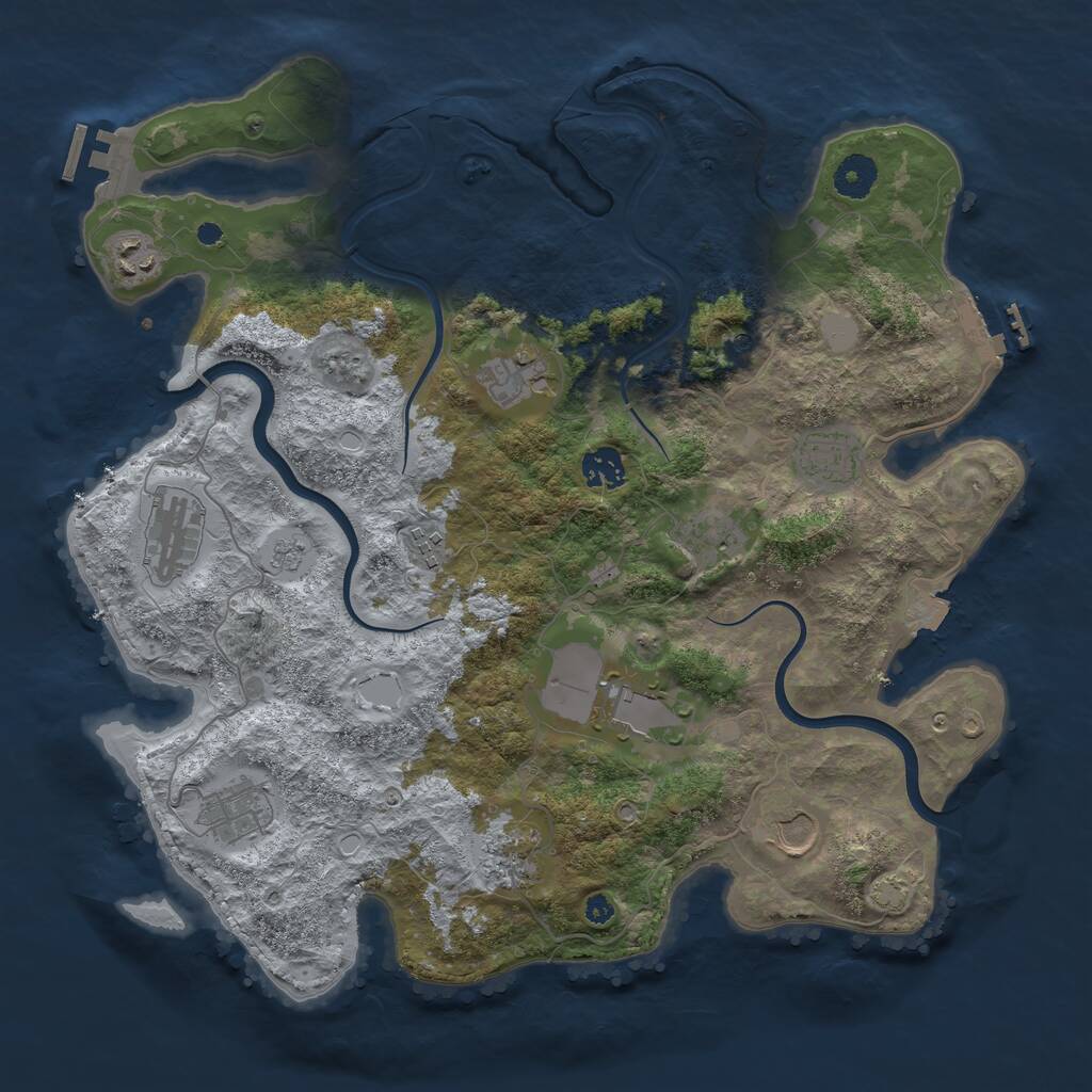 Rust Map: Procedural Map, Size: 3800, Seed: 41000, 17 Monuments